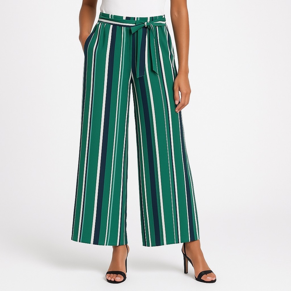 Forever 21 Women's Striped Belted Palazzo Pants - Picture 1 of 7